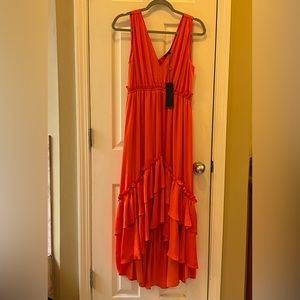 Beautiful Papaya/orange ruffled Maxi Dress. Brand new w/tag. Never worn.